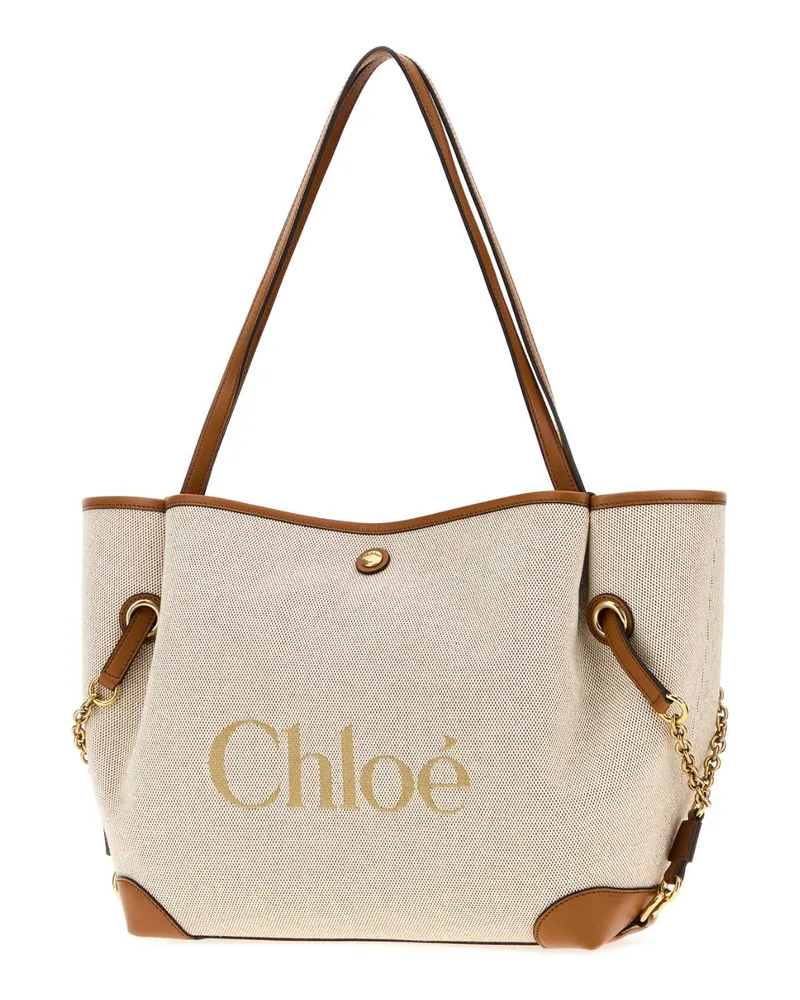 Chloé Women's Sand Canvas Chloã© Clover Shopping Bag Claybrown Borse A Tracolla Beige