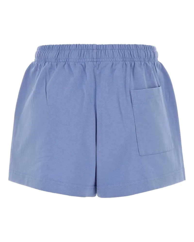 SPORTY & RICH Women's Light-Blue Cotton Shorts Periwinkle Exterior Purple