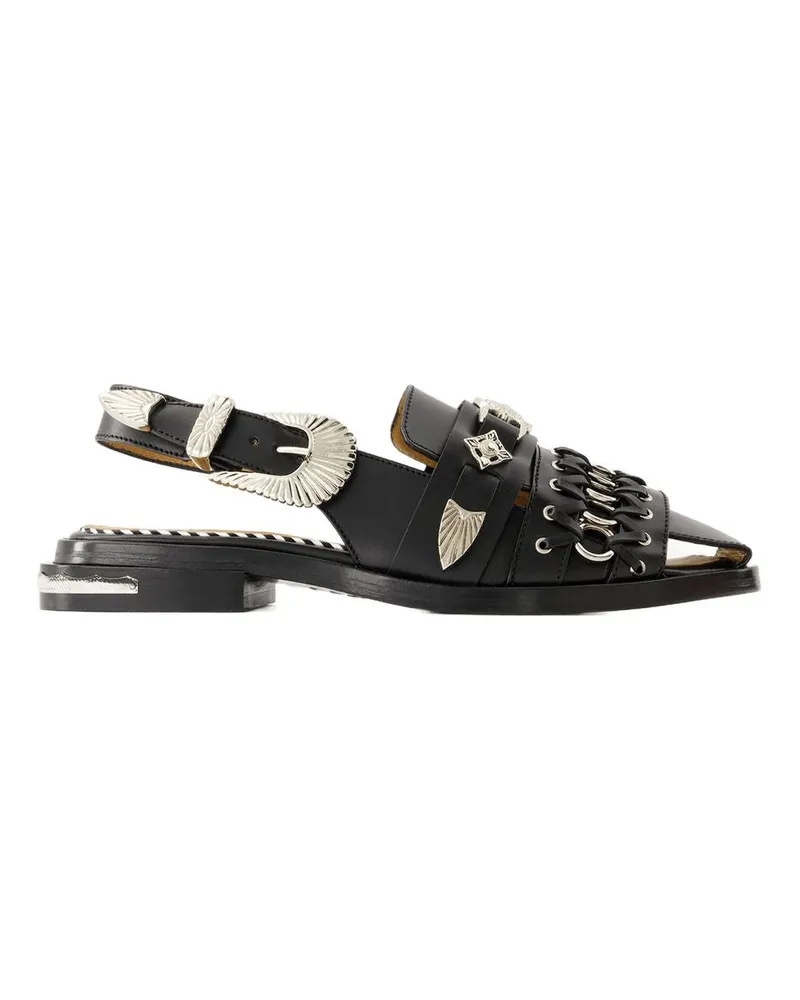 Toga Women's Leather Slide Sandals Black Black