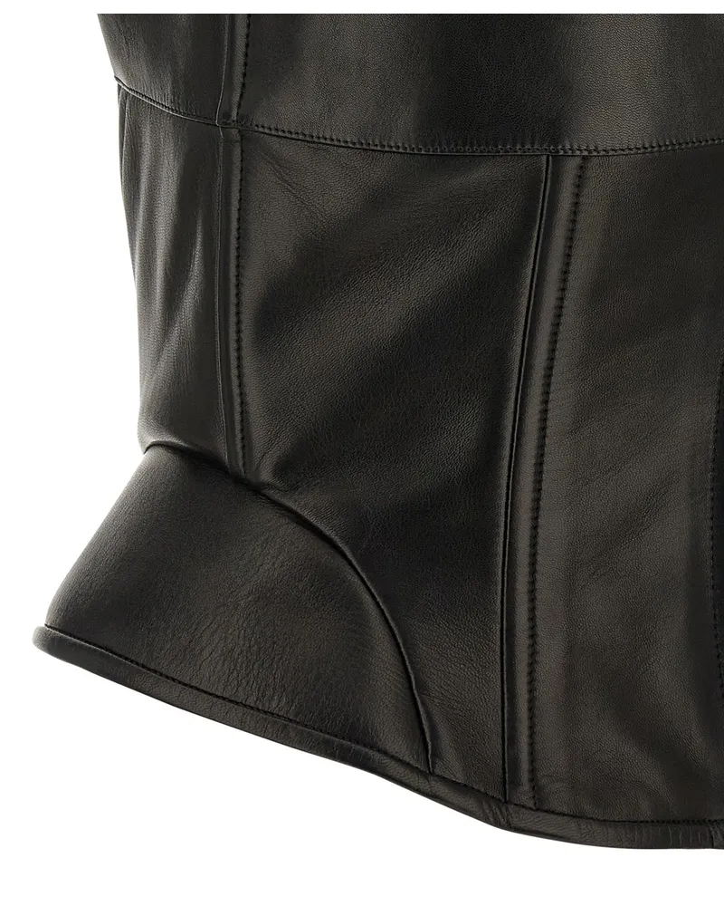 Ermanno Scervino Sheep Leather Bustier Tank Top — Black Black