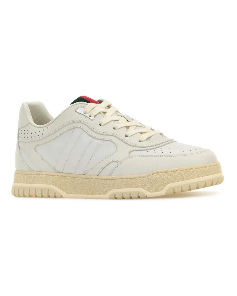Gucci Men's White Leather Re-Web Sneakers Greatwhitegwgw White
