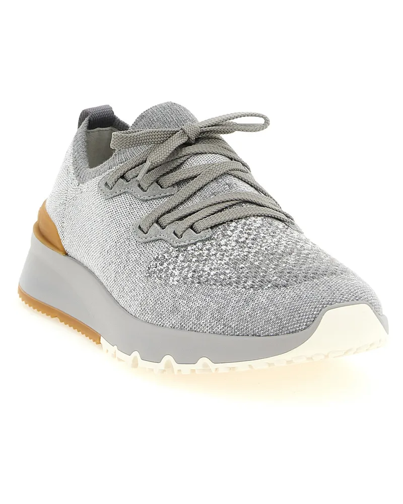 Brunello Cucinelli Knitted Sneakers — Grey Grey
