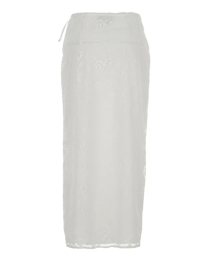 MSGM All-Over Embroidered Skirt — White White