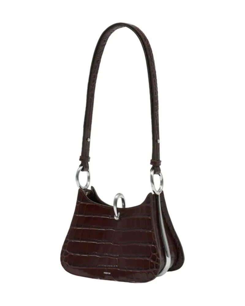 Paco Rabanne Women's Ring Small Shoulder Bag -  Leather Brown Calfskin Shoulder-Hobo-Bags Brown
