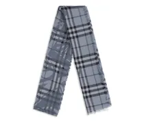 Women's Knight Check Wool And Silk Scarf Bank Blue Fleece Ovis Aries Aries; Scarfs
