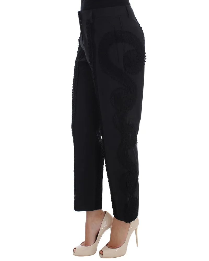 Dolce & Gabbana Women's Black Cotton Stretch Torero Capris Pants Black