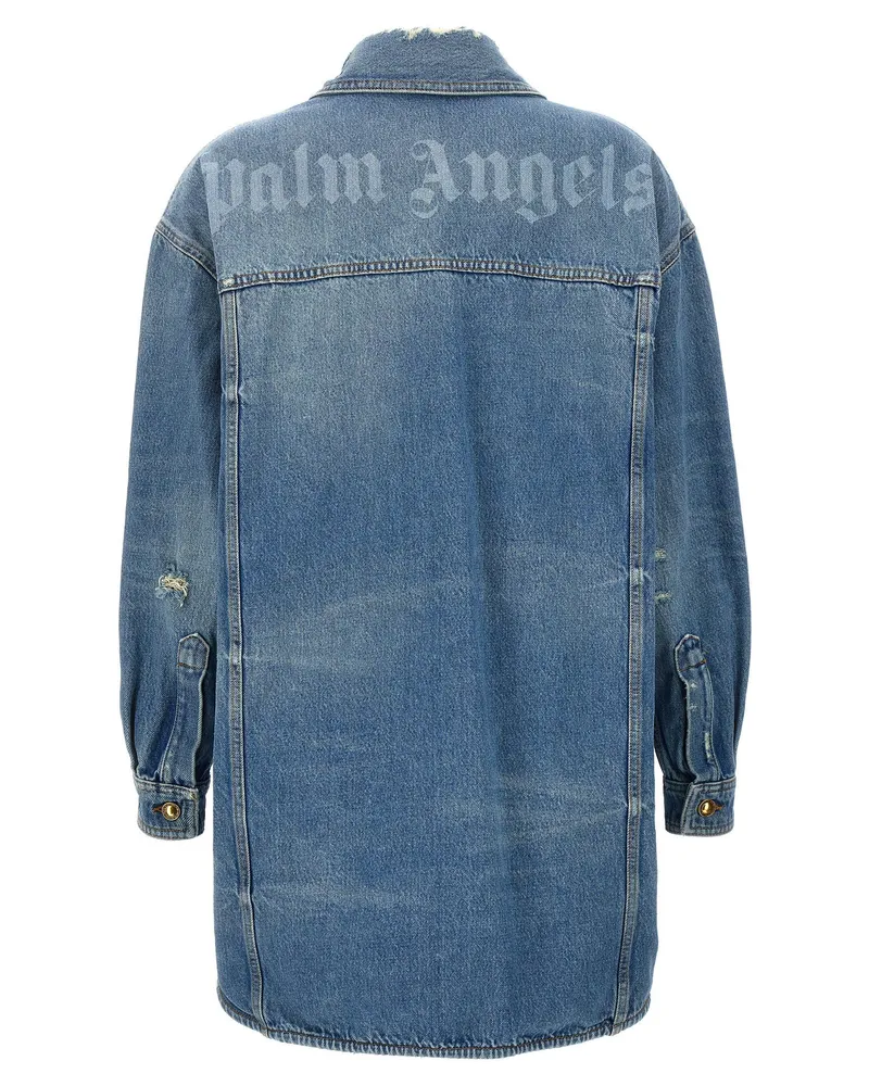Palm Angels Washed Denim Jacket — Blue Blue