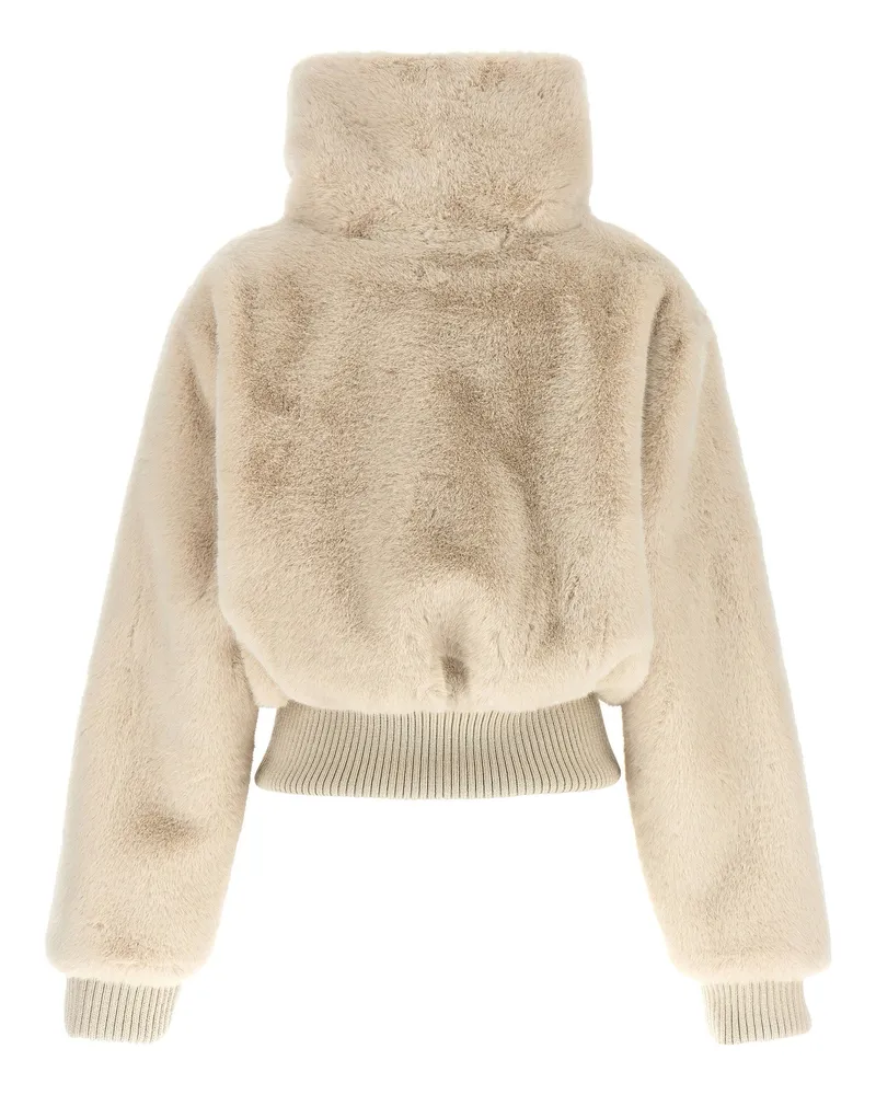 Pinko Fur-Effect Cropped Jacket — Beige Beige