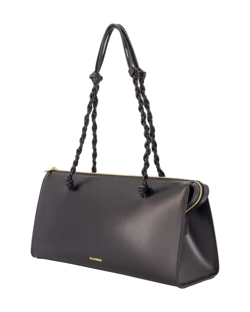 Jil Sander Women's Tangle Tent Shoulder Bag -  Leather Black Calfskin Shoulder-Hobo-Bags Black