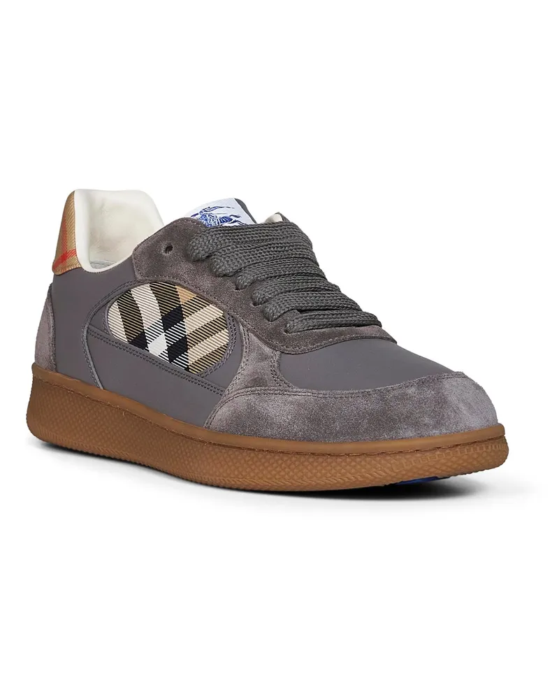 Burberry Men's Sneakers Terrace Leather Tower Grey-Sand Beige Calf Trainers Gray