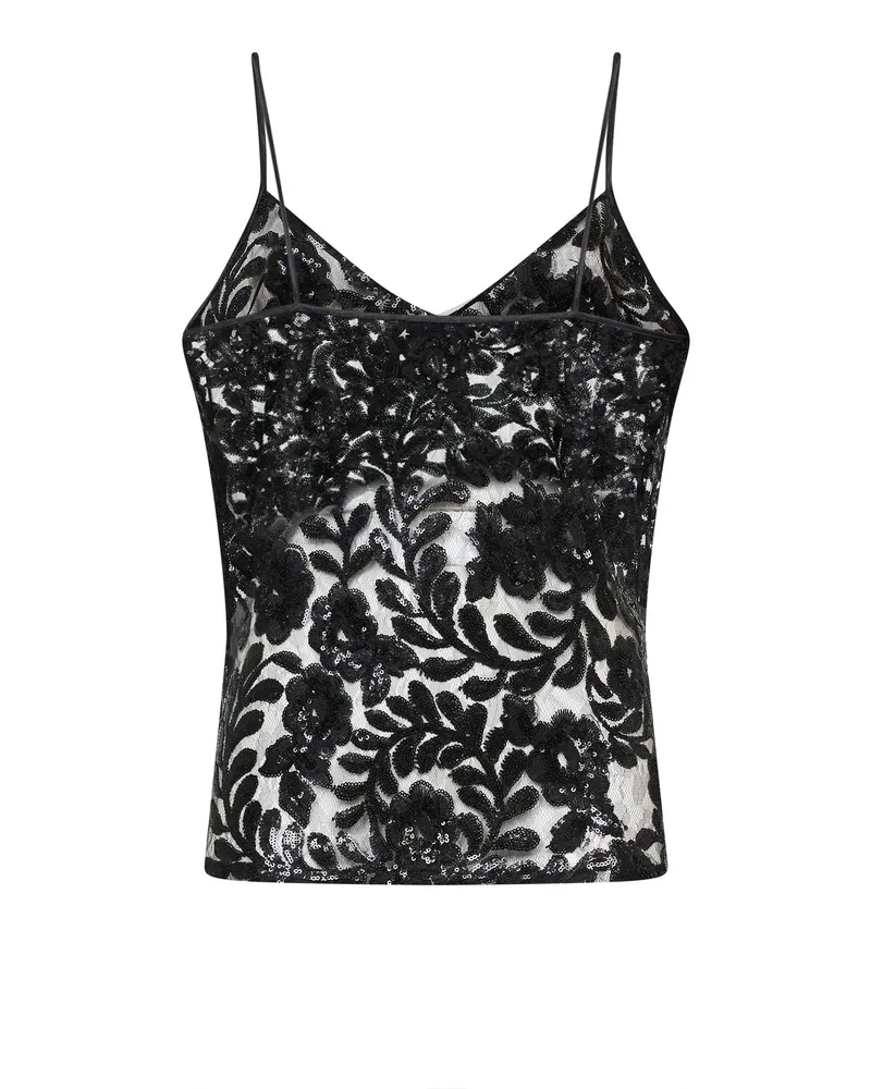 Golden Goose Women's Black Sequin-Embroidered Tulle Journey Top Polyester Tops Black