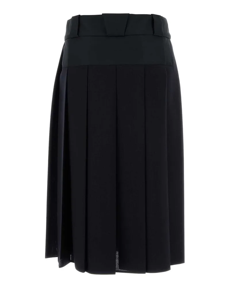 Prada Women's Dark Blue Wool Skirt Bleu Gonne Blue