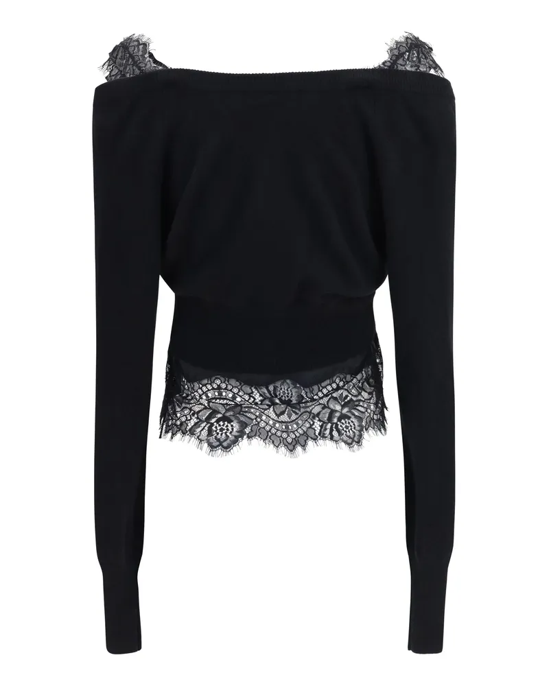Ermanno Scervino Women's Lace Cardigan Black Kashmir-Capra Hircus Kashmir/capra Sweater 