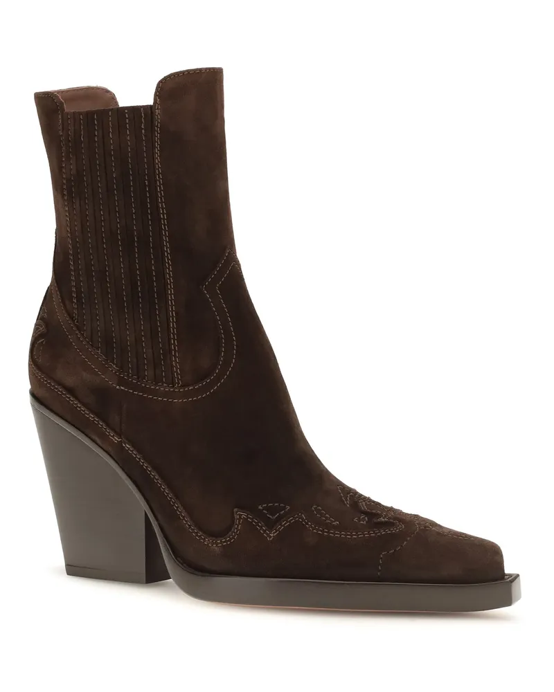 Paris Texas Women's Ankle Boots Dallas Chocolate Suede Calf Leather (bos Taurus Brown