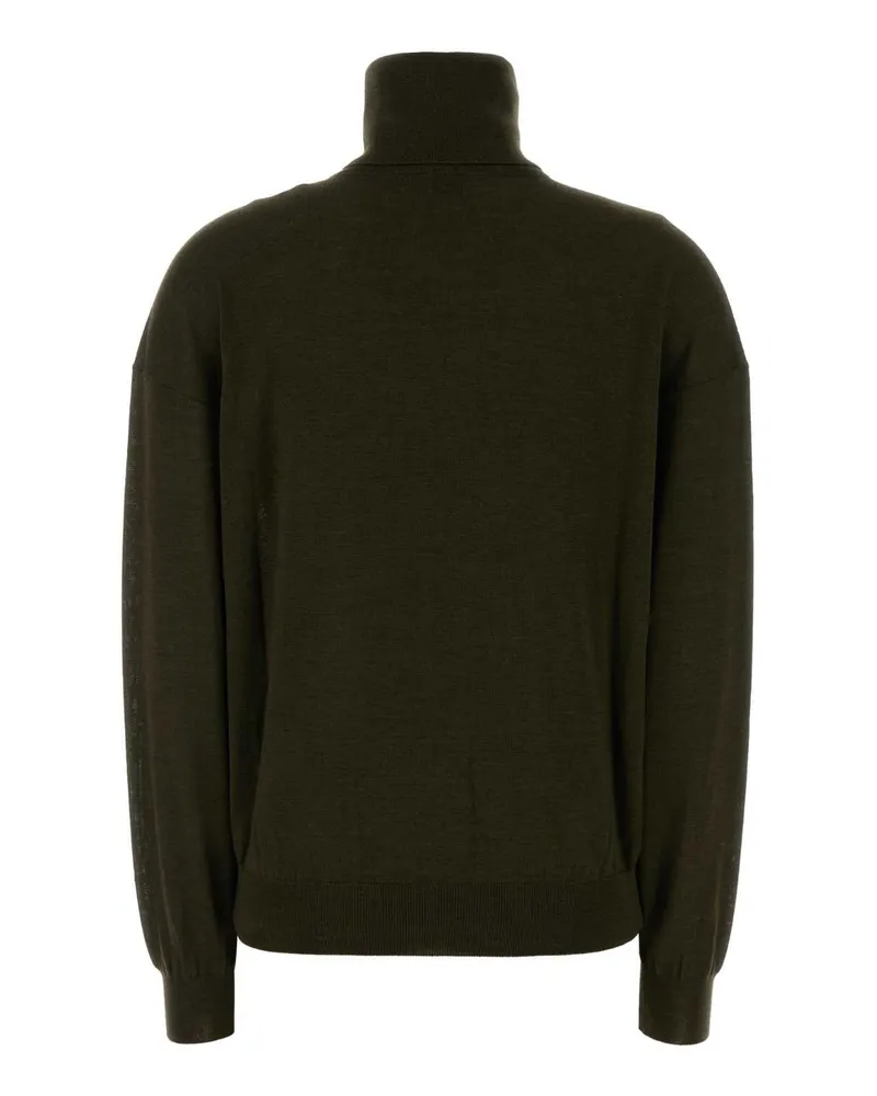 Saint Laurent Women Olive Green Cashmere Blend Sweater Kaki Exterior: Wool Silk Maglieria Green