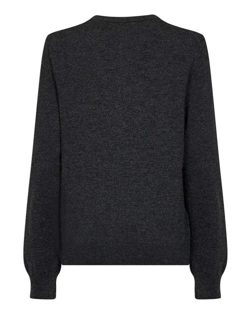 Comme des Garçons Women's Cardigan Double Red Heart Emblem Grey Wool Cardigans Sweater Gray