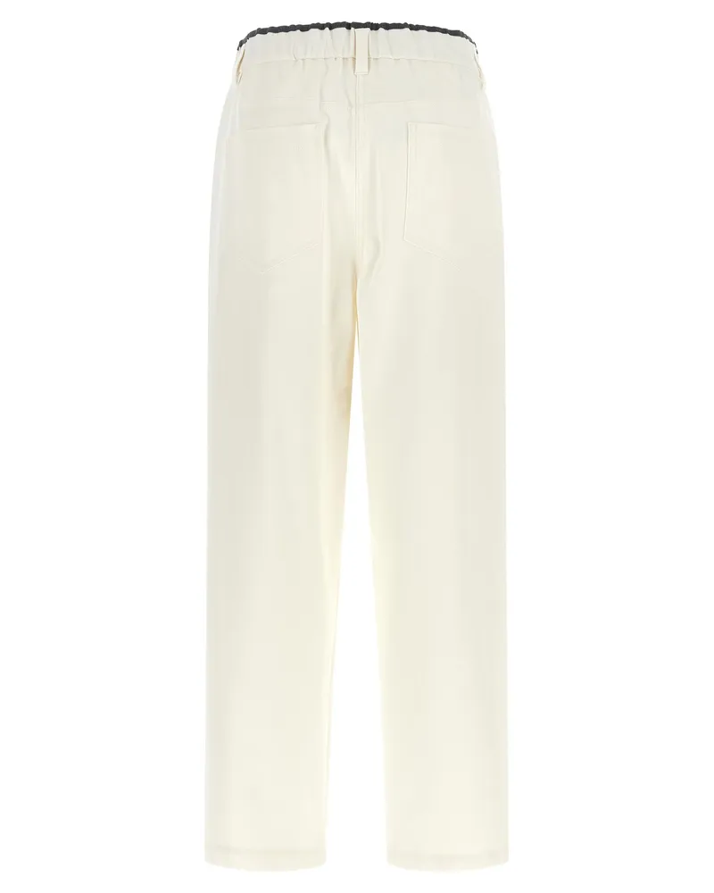 Brunello Cucinelli Cotton Relaxed-Fit Trousers — Cream Cream