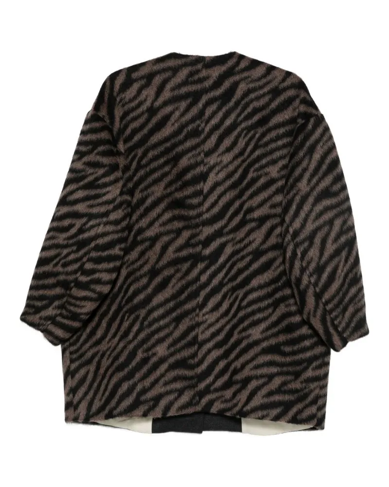 ALYSI Tiger-Print Brushed Wool Coat — Brown Brown