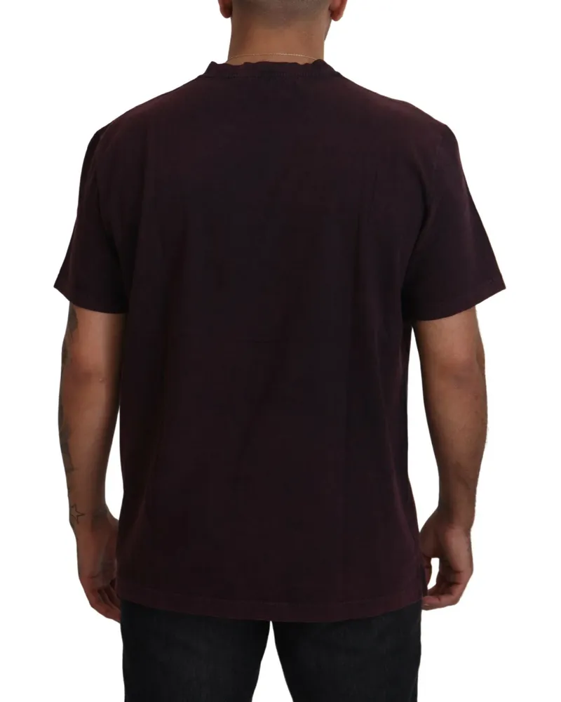 Dolce & Gabbana Men Bordeaux Crewneck Short Sleeve T-Shirt Cotton Bordeaux