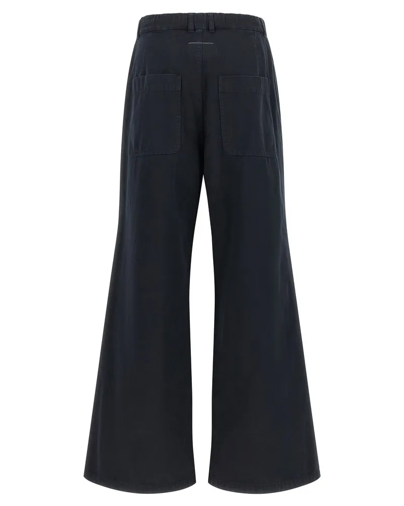Maison Margiela White Stitch Line Draped Cargo Pants — Black Black