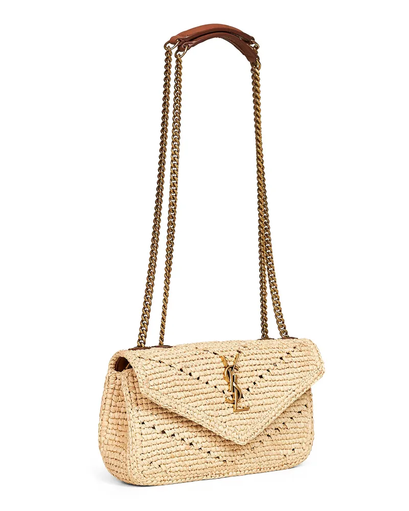 Saint Laurent Women's Crossbody Bag Loulou Mini Raffia Beige Beige