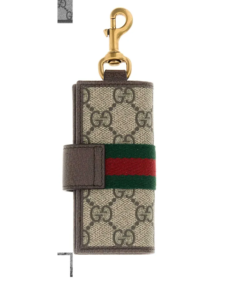 Gucci Men's Printed Canvas Keyring Oldbebnacerovrv Portachiavi Keychains Beige