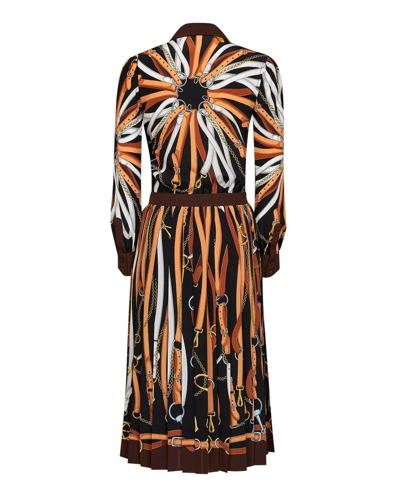 Gucci Women's Midi Shirt Dress Black-Brown Silk Multicolour Black