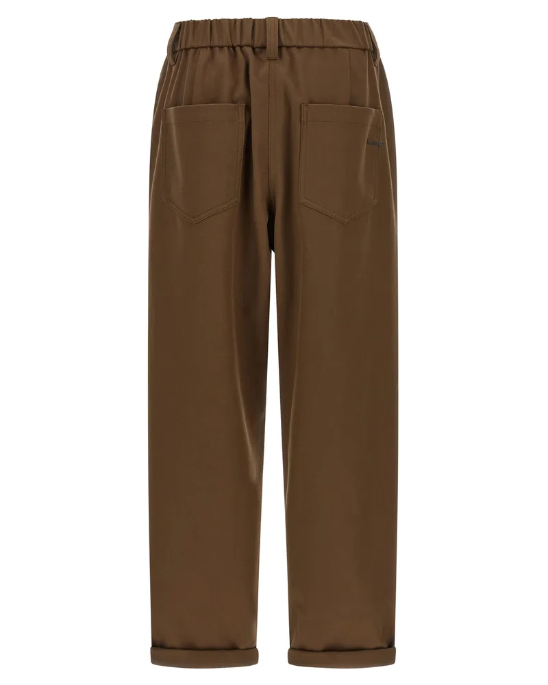 Brunello Cucinelli Women's Brown Cotton Casual Pants Brown