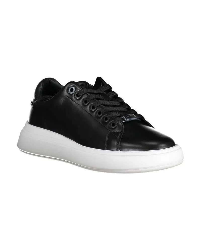 Calvin Klein Leather Lace-Up Sneaker — Black Black