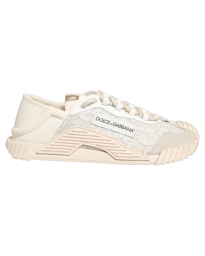 Dolce & Gabbana Women's White Lace Ns1 Low Top Sneaker Sports Shoes White