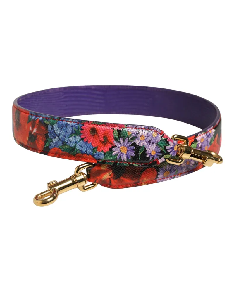 Dolce & Gabbana Women's Multicolor Floral Leather Bag Accessory Shoulder Strap Calf Multicolor