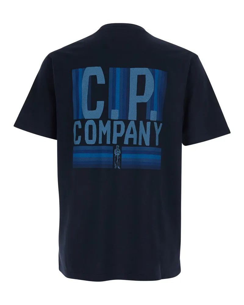 C.P. Company Men's T-Shirt Round Neck Blue Cotton T-Shirts And Polos 