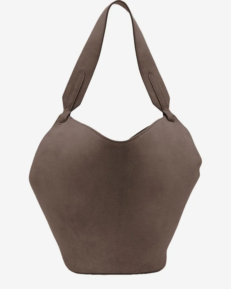 KHAITE Women's Shoulder Bag Lotus Mini Suede Brown Baby Calfskin Brown