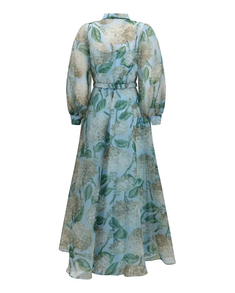 NISSA Women's Printed Organza Dress Print Polyester Blue