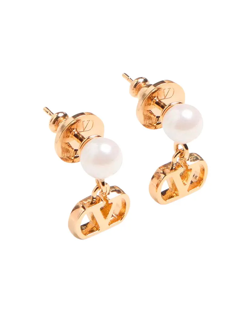 Valentino Garavani Women's Drop Earrings Vlogo Bronze Metallic Brass Bronze