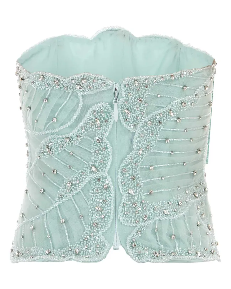 COSTARELLOS Women's Light-Blue Tulle Fiori Bodice Exterior: Nylon Lining: Maglie Sweater Blue