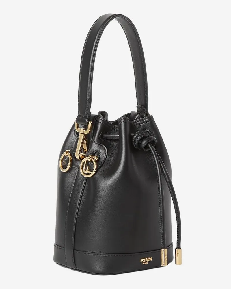 Fendi Women's Mon Tresor Leather Bag Black Calf Shoulder Black