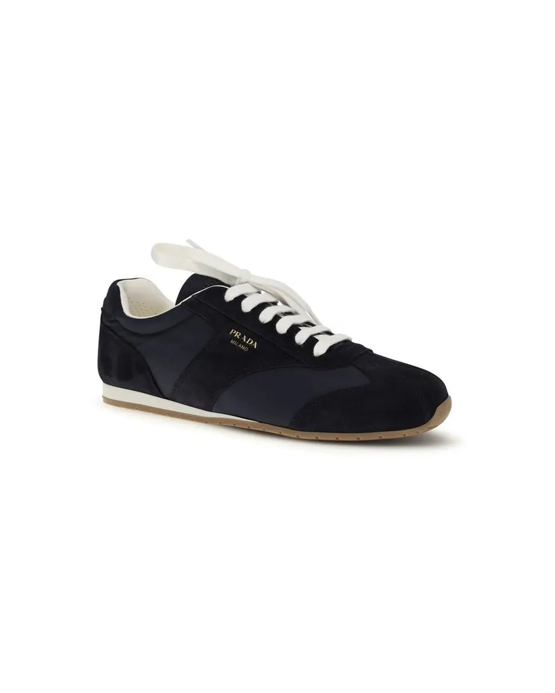 Prada Men's Blue Calf Leather Bos Taurus Athletic Sneakers Blue