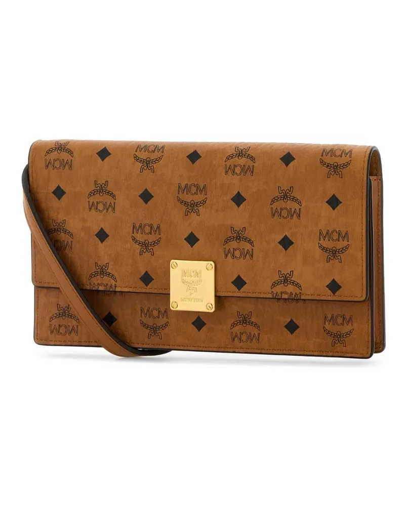 MCM Women's Printed Canvas Aren Wallet Cognac Borse A Mano Cognac