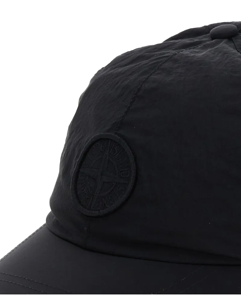 Stone Island Boys' Black Baseball Cap With Tonal Logo Patch Polyamide Fibers Hat Black