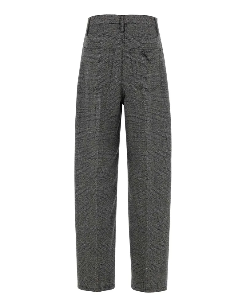 Prada Women's Embroidered Glencheck Pant Ardesia Cowv Pantaloni Gray