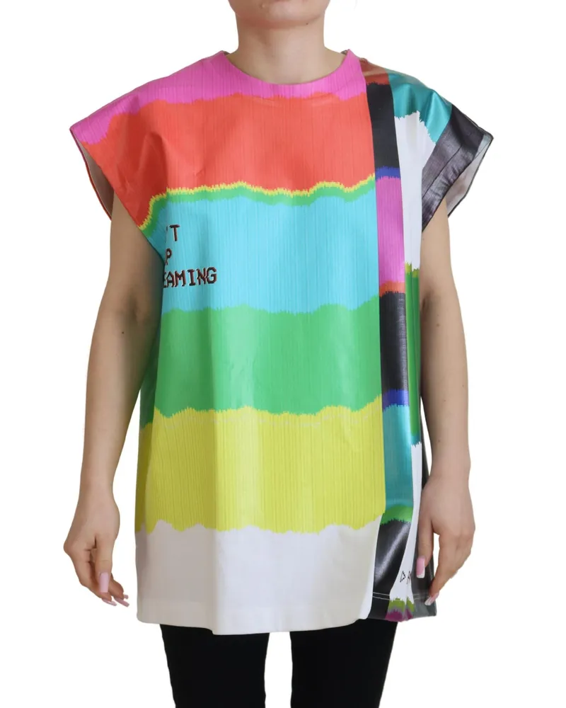 Dolce & Gabbana Women's Multicolor Tv Print Blouse Cotton T-Shirt Multicolor
