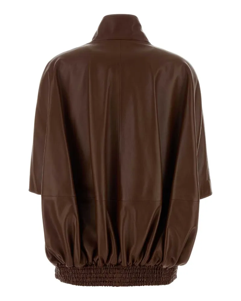 Balenciaga Women's Brown Leather Jacket Castor Giacche E Gilet Brown