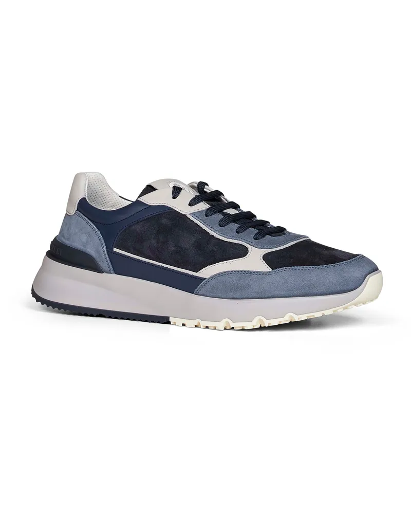 Brunello Cucinelli Men's Sneakers Multicolour Suede & Leather Calf Trainers Blue