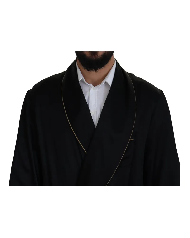 Dolce & Gabbana Men's Black Silk Robe Coat Wrap Jacket Clothing Black