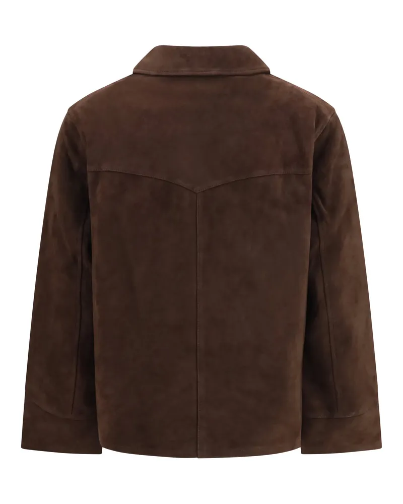 Tory Burch Women's Suede Jacket Light Chocolate Goatskin-Hircus Goatskin Blazers & Vests Goatskin/hircus Brown