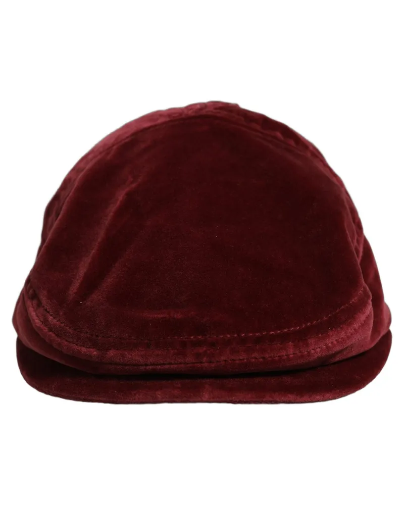 Dolce & Gabbana Men Dark Red Cotton Newsboy Capello Cabbie Hat Red