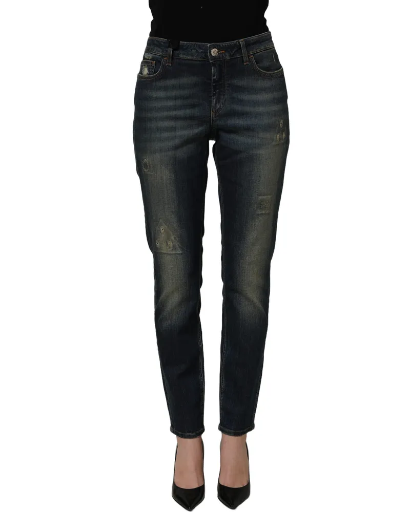 Dolce & Gabbana Women's Blue Cotton Stretch Skinny Denim Jeans Elastane Clothing Blue