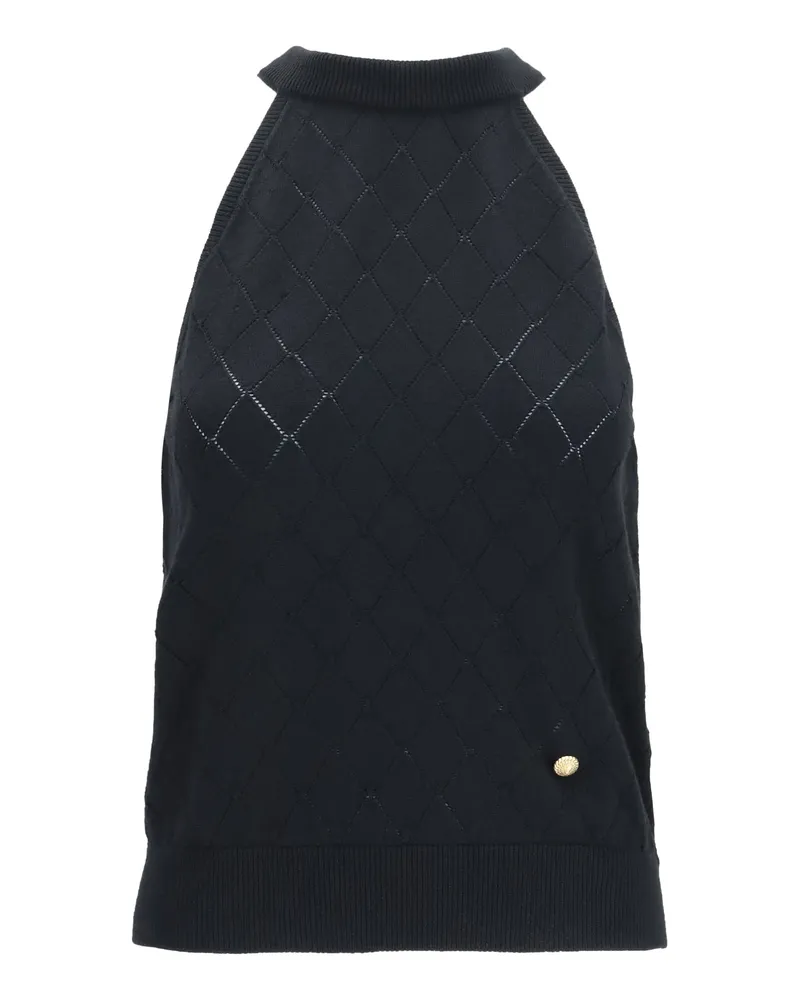 Balmain Women's Top Sleeveless Merino Wool Crewneck Black Tops Black