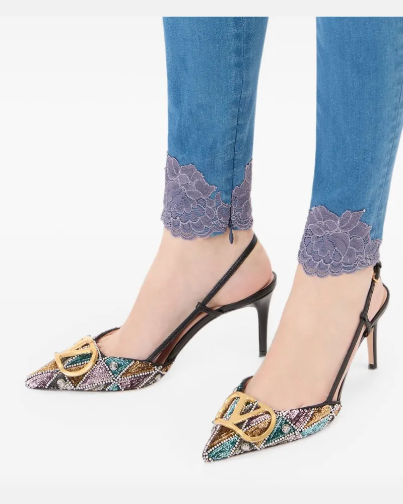 Valentino Garavani Sequin-Embellished Slingback Heel — Black Black